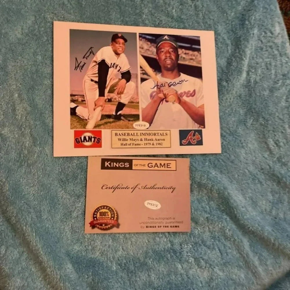 Hank Aaron willlie mays autographed photo